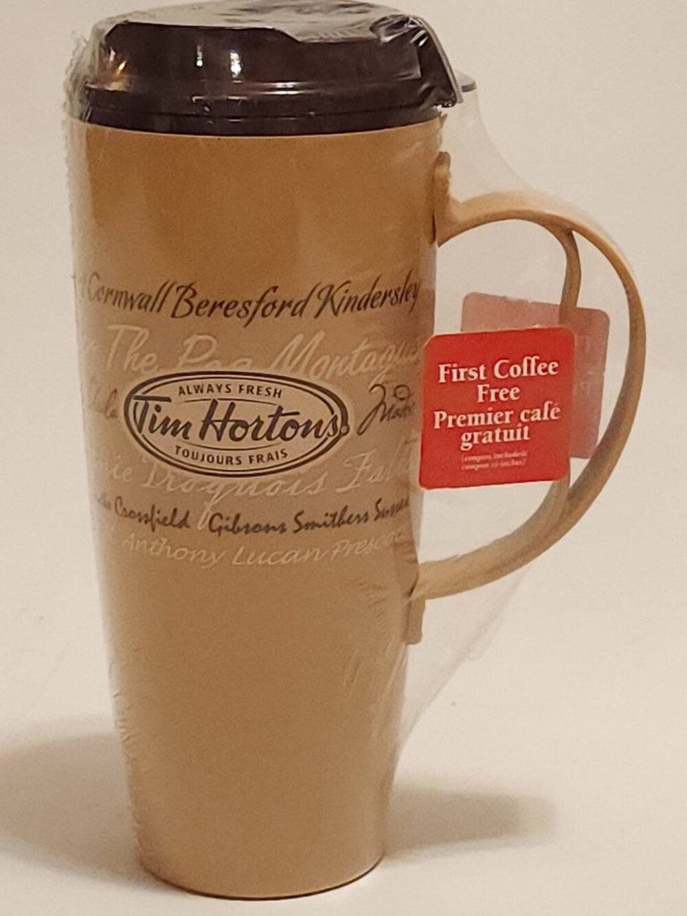 Vintage Tim Hortons Canadian Towns Travel Thermos - 20 oz BNIP